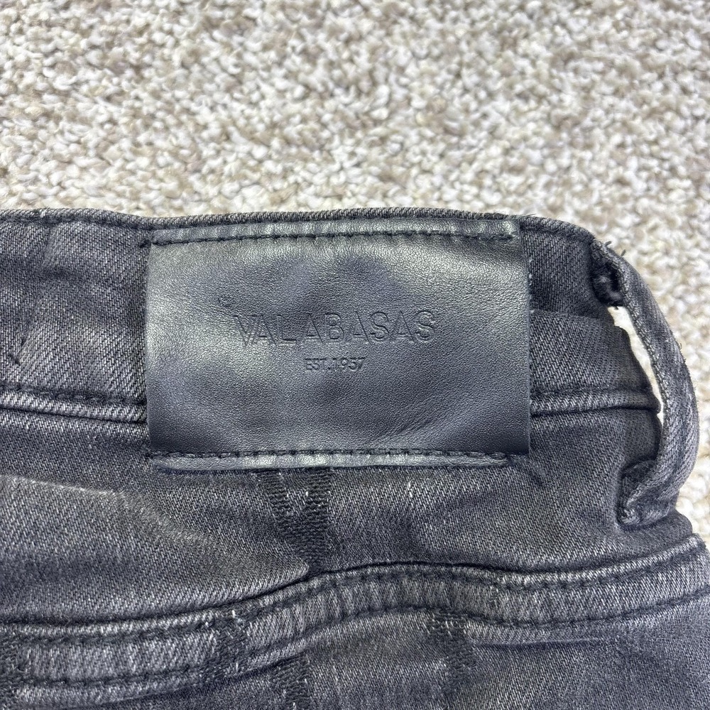 Valabasas Jeans Mens 29x34 Black Dark Wash Skinny Fit Logo Denim Distressed - Picture 9 of 12